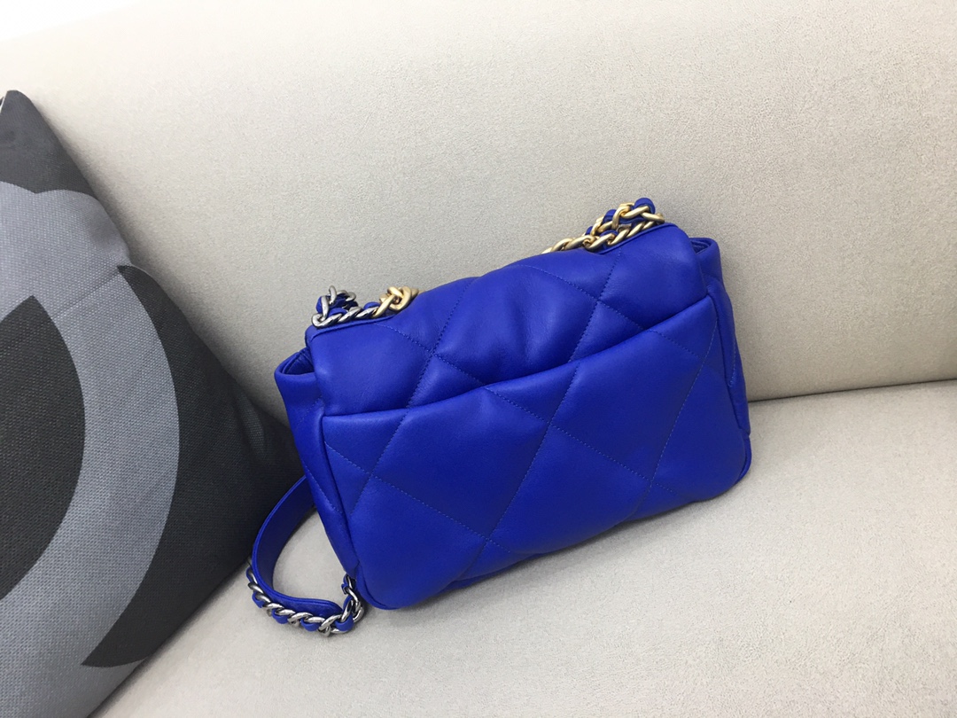 Lambskin 19 Handbag Flap Bag AS1160 Blue